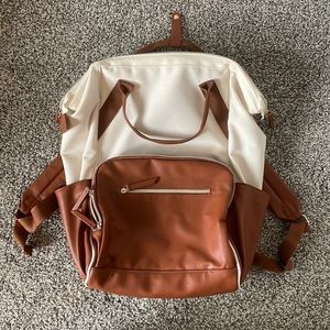 2 Pieces- Modern Faux Leather Travel Backpack and Matching Clutch NWOT